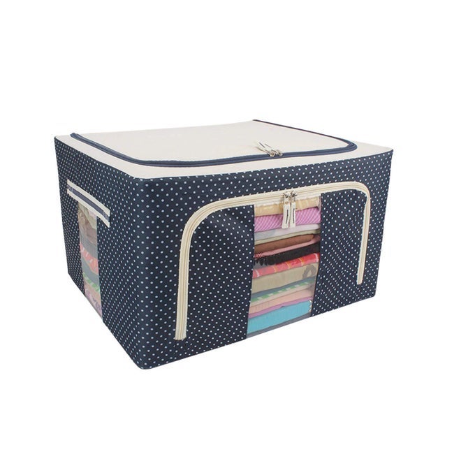 13SOEME BLUE 13SOEME 88 LT FOLDABLE CLOTH STORAGE BOX WARDROBE ORGANIZER WITH STEEL FRAME STRUCTURE PACK 2
