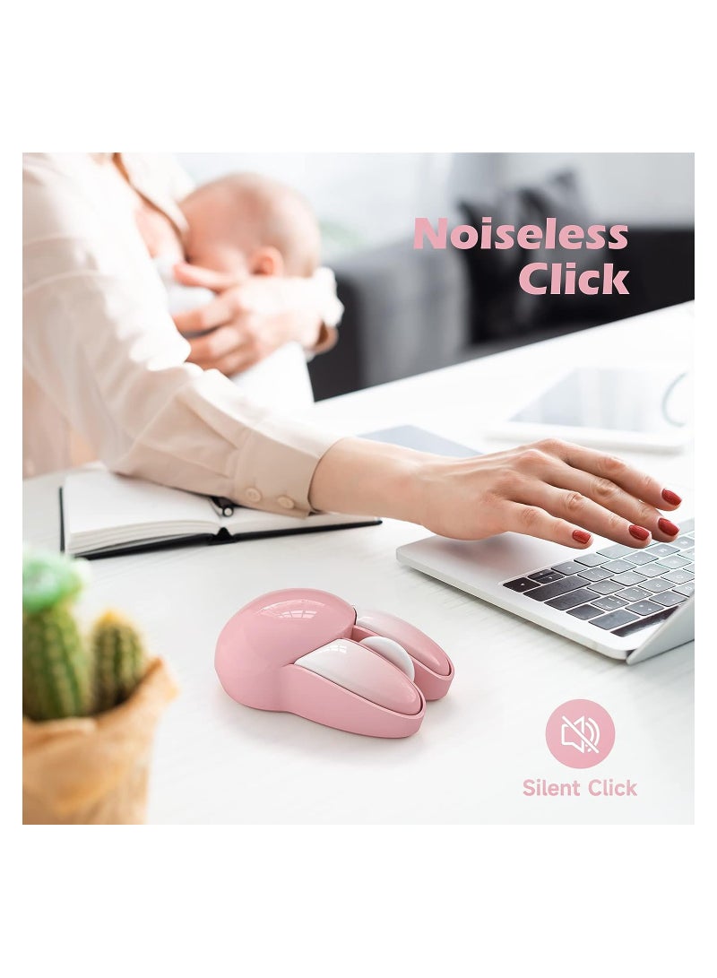 Bunny Wireless Mouse Pink, 2.4G Silent Rabbit Mice with USB Receiver - for Windows Laptop PC Mac Desktop Gaming - Image 2