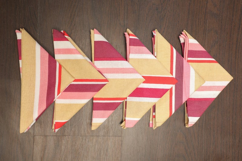 Dekor World Stripe Plain Printed Maroon Napkin Set (Pack of 12)-Dinning and Table Range - Image 2