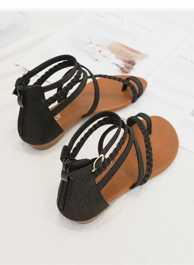 Loquat Casual And Versatile Flat Sandals 2CM Black  - Image 2