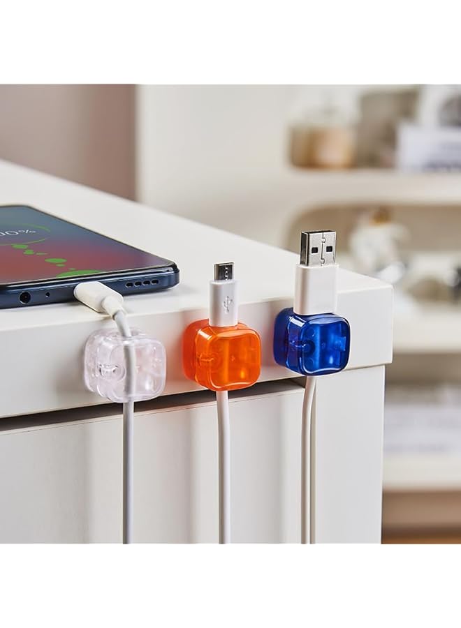 PROMASS 9 Pack Cable Holder Clips Magnetic Cable Clips Self Adhesive USB Charger Cable Organizer Wire Cord Management for Office & Home Wall Desktop Car (White/Orange/Blue)