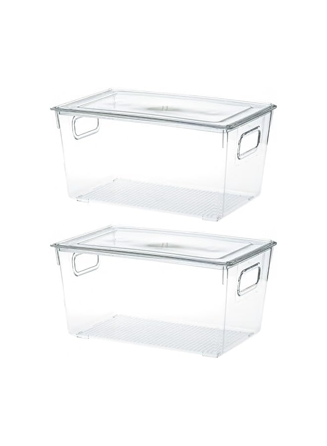 IAF Plastic Stackable Refrigerator Bins, Food Storage Containers Box with Lid, Organizers for Kitchen Fridge, Freezer, Vegetables, Pantry, and Bathroom (Large 2 packs) - Image 1