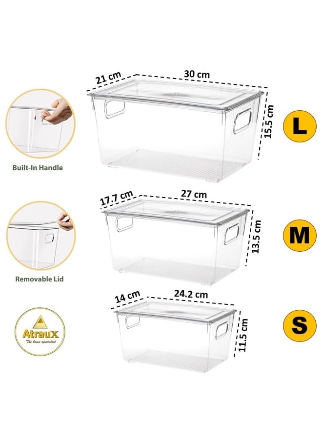IAF Plastic Stackable Refrigerator Bins, Food Storage Containers Box with Lid, Organizers for Kitchen Fridge, Freezer, Vegetables, Pantry, and Bathroom (Large 2 packs) - Image 3