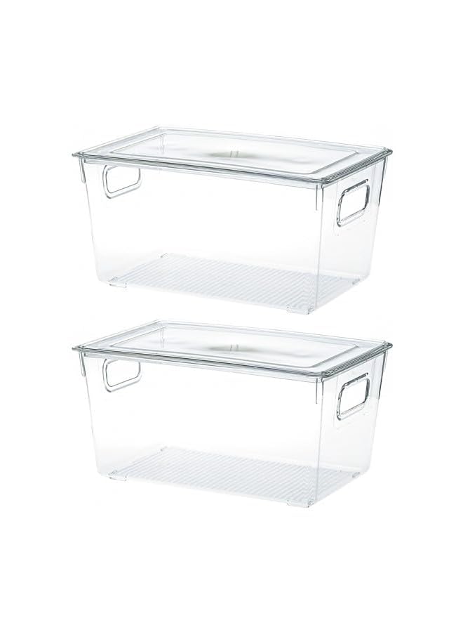 IAF Plastic Stackable Refrigerator Bins, Food Storage Containers Box with Lid, Organizers for Kitchen Fridge, Freezer, Vegetables, Pantry, and Bathroom (Large 2 packs) - Image 2