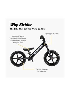 STRIDER Strider 12” Pro Bike - No Pedal Balance Bicycle for Kids 18 Months to 5 Years - Includes Safety Pad, Padded Seat, Mini Grips & Flat-Free Tires - Tool-Free Assembly & Adjustments  - Image 2