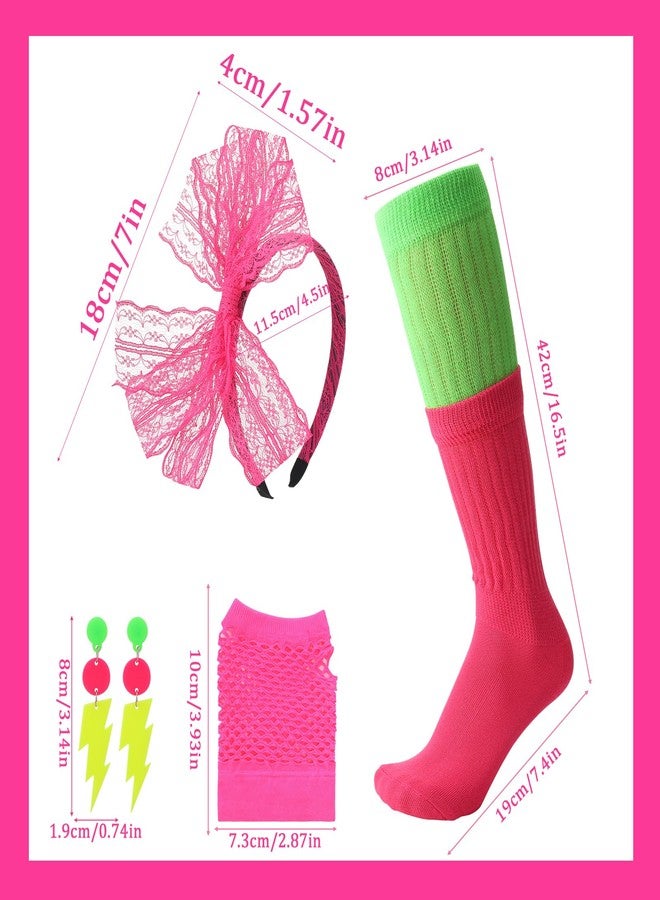 ZhouBoat 80s Accessories for Women, Neon Accessories with 80s Fanny Pack Hairband Fishnet Gloves Earrings Socks for Halloween Themed Party Music Festivals - Image 2