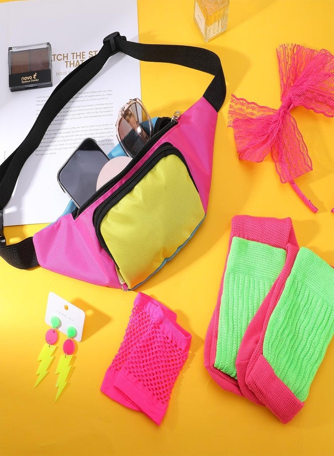 ZhouBoat 80s Accessories for Women, Neon Accessories with 80s Fanny Pack Hairband Fishnet Gloves Earrings Socks for Halloween Themed Party Music Festivals - Image 5