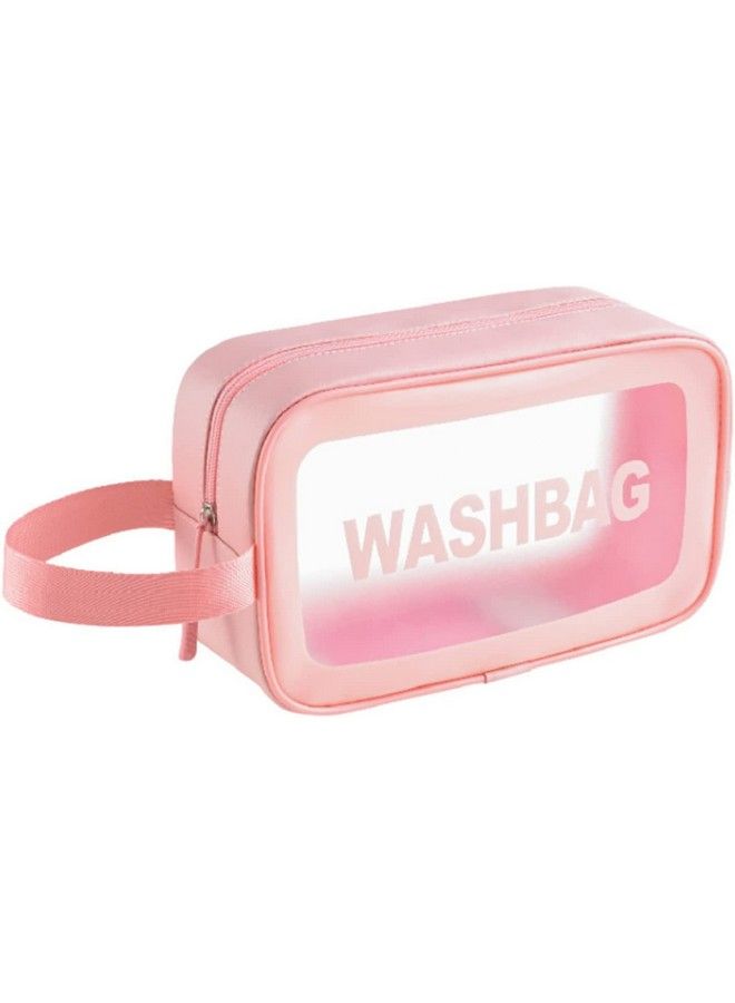 VEHTRI Women Zipper 10 Cms Makeup Beauty Bags Transparent Make Up Organizer Storage Bath Toiletry Wash Bag Travel Waterproof Cosmetic Bag Pu Pvc Cosmetic Makeup Pouch For Womengirl(Pink) - Image 2