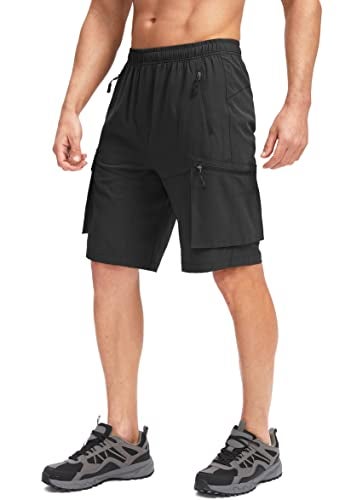 Bikewa Men's Mountain Bike Shorts 3D Padded Lightweight Biking Riding Cycling Bicycle Loose-fit Biker Shorts Zipper Pockets Black Medium - Image 2