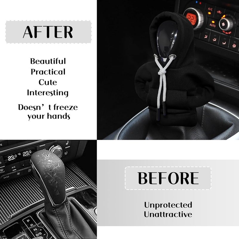 vvag Gear Shift Hoodie, Hoodie Car Gear Shift Cover, Car Shift Knob Hoodie, Automotive Interior Accessories, Universal Fit Knob Cover Gift (Black+Red) - Image 4