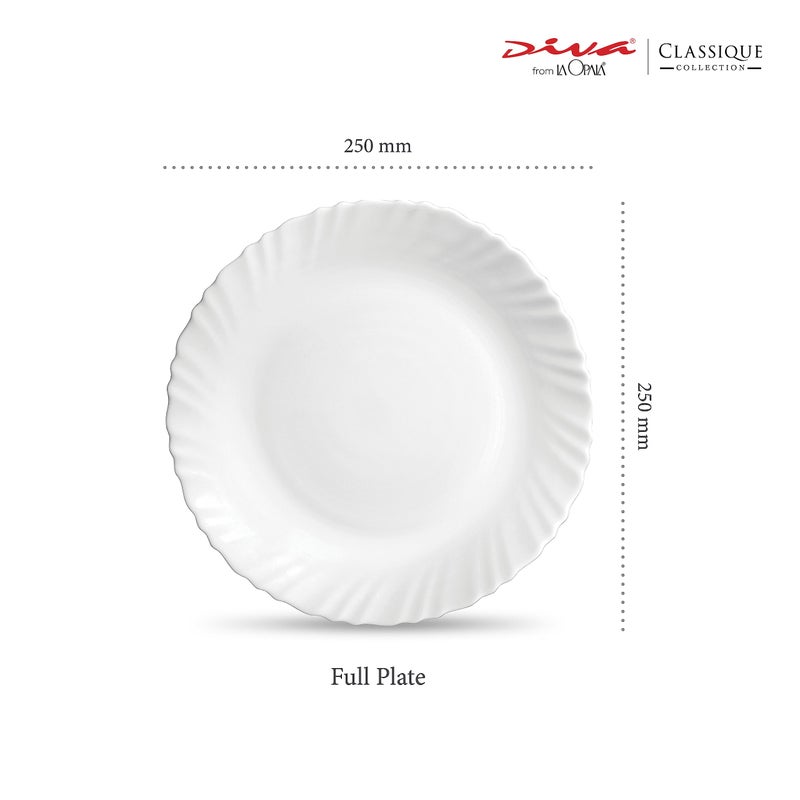 DIVA from La Opala from La Opala Glass Plain Classique Collection Full Plate Set - 6 Pieces (White, 10 inch), Standard - Image 2