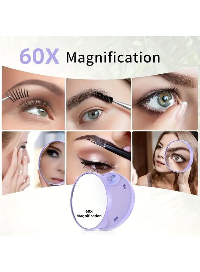مرآة تكبير 60X سوداء مع كأس شفط قوي للمكياج وإزالة الشعر وتحليل الرؤوس السوداء - Image 2