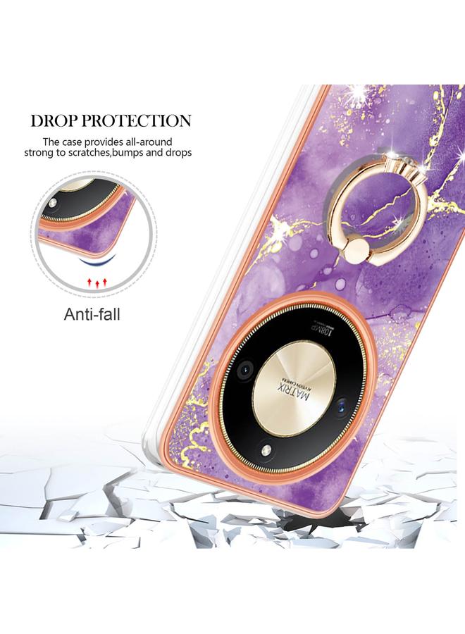 اس-توب جراب لهاتف Honor X9b مصنوع من مادة TPU IMD رخامية مطلية بالكهرباء مع حامل حلقي - Image 4