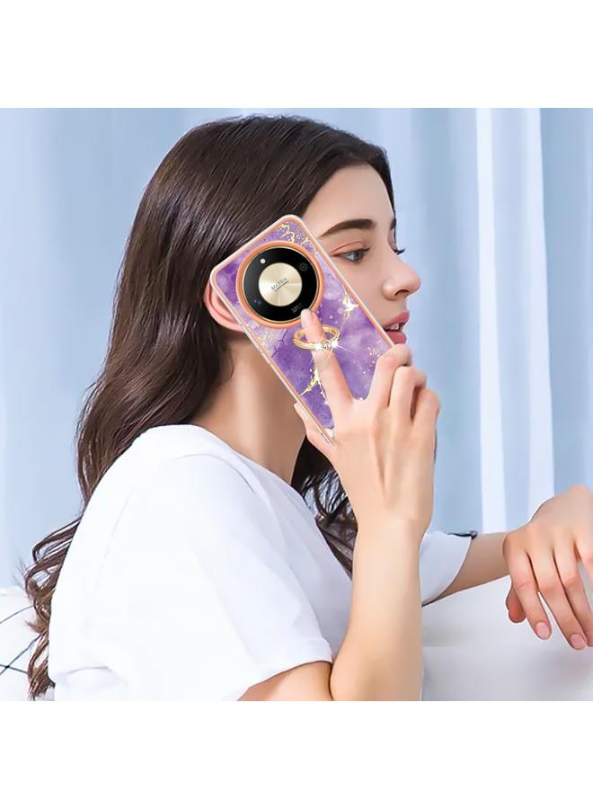 اس-توب جراب لهاتف Honor X9b مصنوع من مادة TPU IMD رخامية مطلية بالكهرباء مع حامل حلقي - Image 5