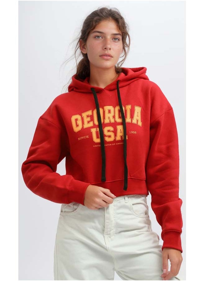 RAVIN Printed ''Goergia'' Hoodie Shirt - Red  - Image 1