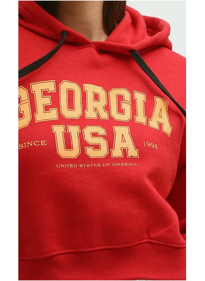 RAVIN Printed ''Goergia'' Hoodie Shirt - Red  - Image 3