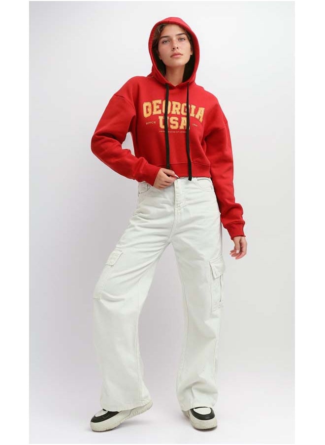 RAVIN Printed ''Goergia'' Hoodie Shirt - Red  - Image 4