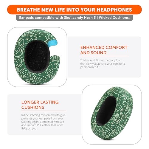 WC PadZ Crusher Evo - Upgraded Earpads for Skullcandy Crusher Evo, Crusher Wireless, Hesh ANC & More, Made by Wicked Cushions | Enhanced Comfort & Sound Isolation | Emerald Tide - Image 4