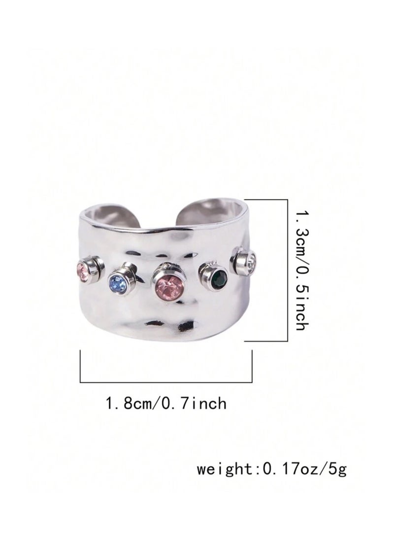 sixtyfour Elegant Stainless Steel Silver Plated Ring For Women One Size  - Image 3