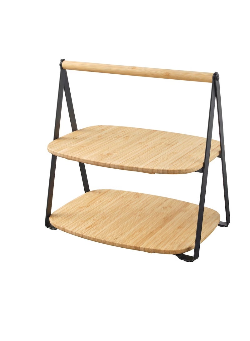 Serving tray bamboo black 28x20 cm - Image 3