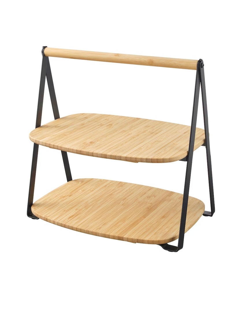 Serving tray bamboo black 28x20 cm - Image 2