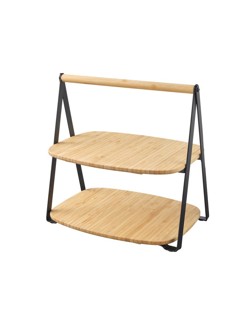 Serving tray bamboo black 28x20 cm - Image 1