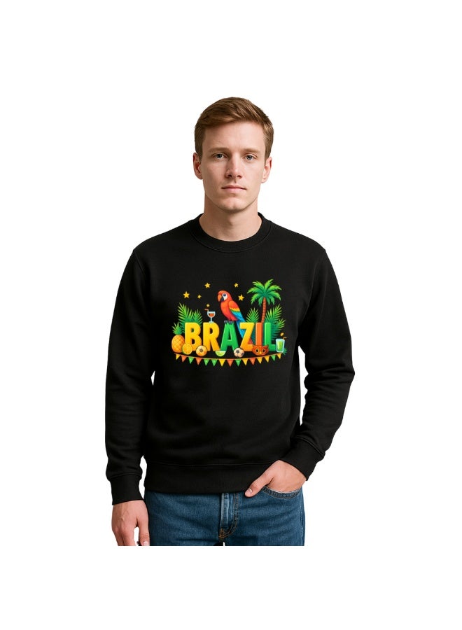 PRINTSHOP4ME Brazil Men’s Sweatshirt–Cotton Full Sleeve Sweatshirt–Comfortable And Stylish–Printed Brazil Design For Casual Wear,Travel And Outdoor Activities  - Image 1
