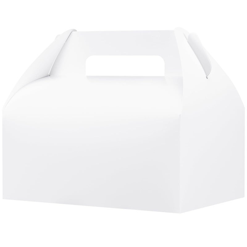 UnicoPak 30 Pcs 9x6x6 Large Gable Boxes White Gift Boxes with Handles Bakery Boxes Treat Boxes Paper Lunch Boxes To Go Boxes for Birthday Wedding Party Favors Picnic Christmas