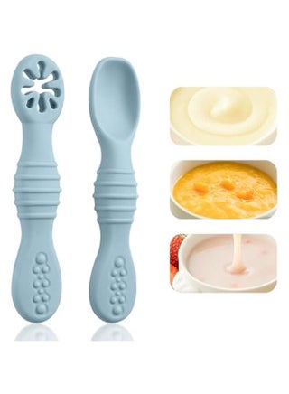 Baby Spoons Set,2 Pcs Toddler Food-Grade Silicone Training Spoons,Self-Feeding Spoon and Pre-Spoon Set,BPA-Free Safe Feeding Spoons,Baby Led Weaning Feeding Utensils Supplies- Blue - pzsku/ZD1C4E1AAA8F5C2D34200Z/45/1744271980/3e5fbb1b-6a71-4366-804d-5698ec5b415d