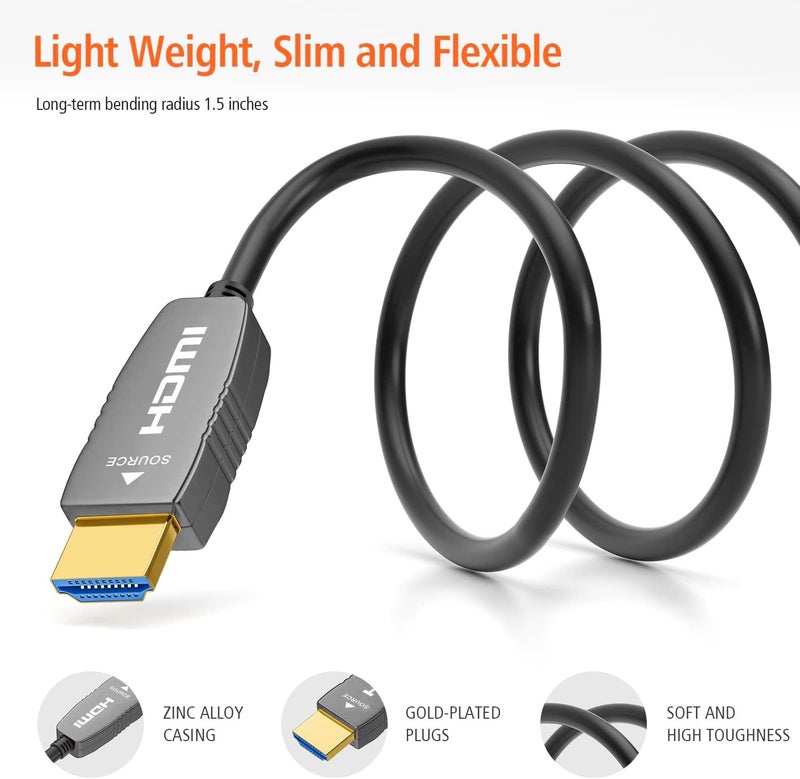 RUIPRO 8K HDMI Ultra High Speed Latest 2.1b Certified Fiber Optic Cable CL2 Rated 25ft 8K60Hz 4K120Hz 48Gbps eARC HDR HDCP2.3 for RTX4080/4090/3080/3090 Xbox PS5 AVR Projector - Image 5