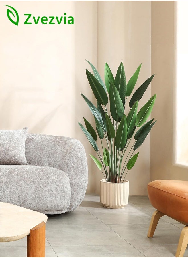 Zvezvia - Artificial Canna Lily Tree 5.2 Feet Fake Tropical Palm Tree with 25 Trunks,Perfect Large Faux Silk Plants in Pot for Indoor Outdoor Home Office Garden Modern Decoration Housewarming Gift - Image 1