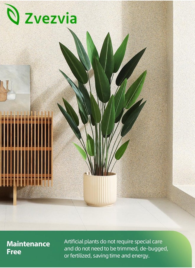 Zvezvia - Artificial Canna Lily Tree 5.2 Feet Fake Tropical Palm Tree with 25 Trunks,Perfect Large Faux Silk Plants in Pot for Indoor Outdoor Home Office Garden Modern Decoration Housewarming Gift - Image 1
