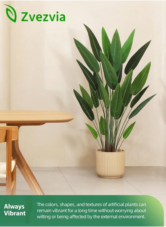 Zvezvia - Artificial Canna Lily Tree 5.2 Feet Fake Tropical Palm Tree with 25 Trunks,Perfect Large Faux Silk Plants in Pot for Indoor Outdoor Home Office Garden Modern Decoration Housewarming Gift - Image 1