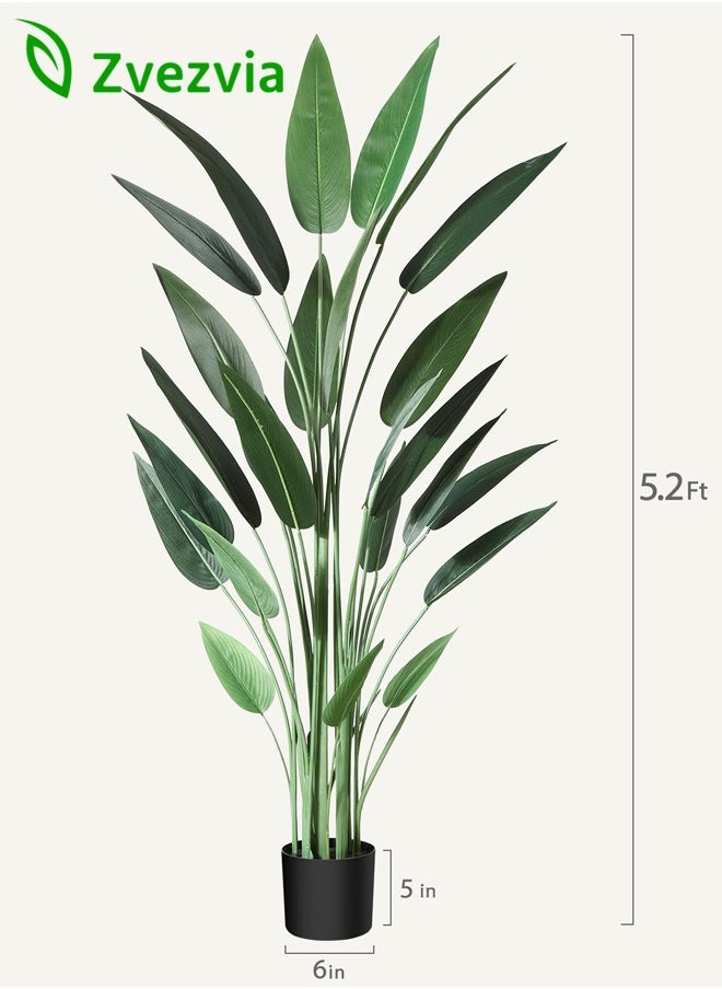 Zvezvia - Artificial Canna Lily Tree 5.2 Feet Fake Tropical Palm Tree with 25 Trunks,Perfect Large Faux Silk Plants in Pot for Indoor Outdoor Home Office Garden Modern Decoration Housewarming Gift - Image 1