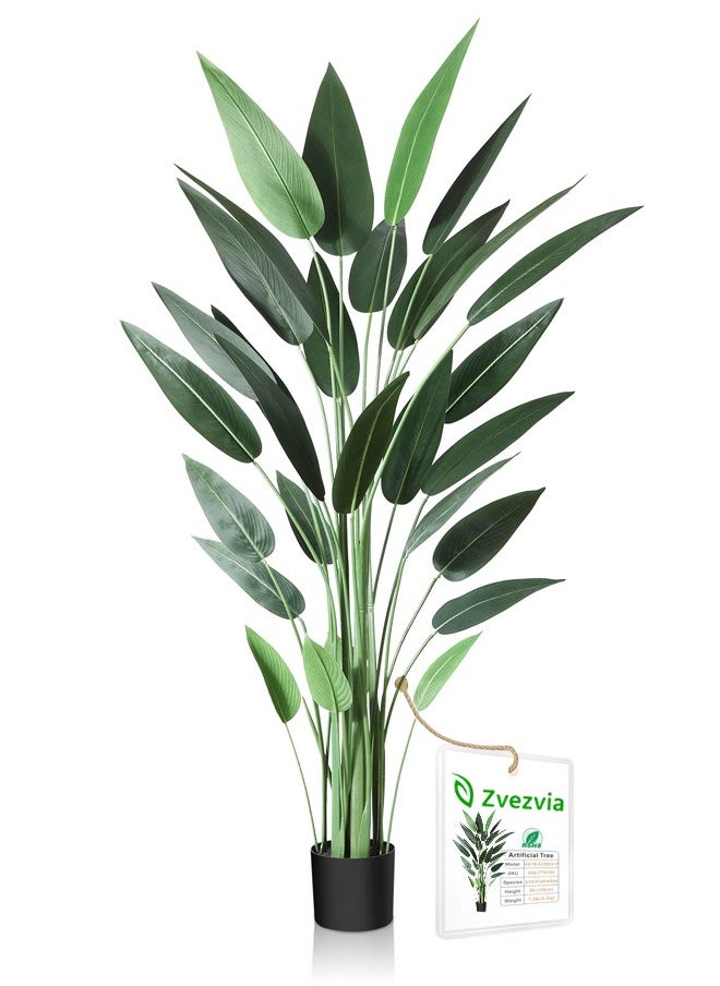 Zvezvia - Artificial Canna Lily Tree 5.2 Feet Fake Tropical Palm Tree with 25 Trunks,Perfect Large Faux Silk Plants in Pot for Indoor Outdoor Home Office Garden Modern Decoration Housewarming Gift - Image 1