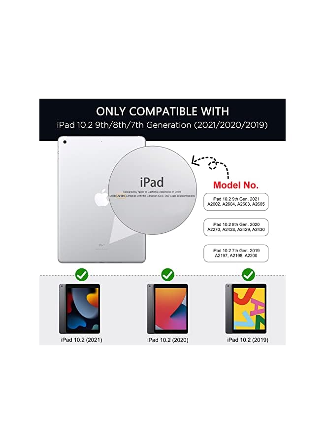 MoKo Case for iPad 9th Generation with Pencil Holder, iPad 8th/7th Gen Case 10.2-inch, Built-in Screen Protector Clear Back, Stain Resistant Multi Angle Viewing Stand, Auto Wake/Sleep, Black - Image 2