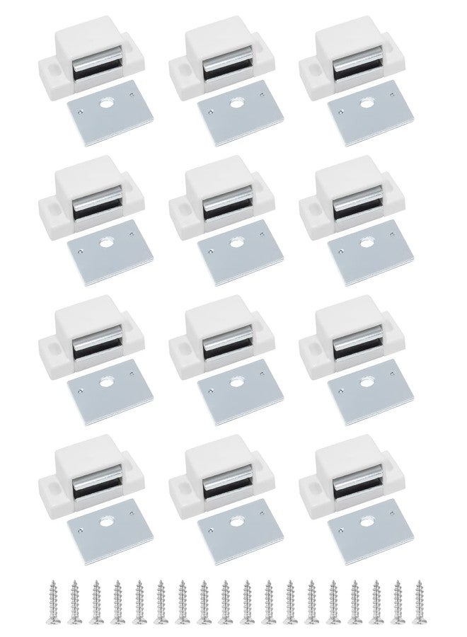 BokWin 12 PCS Magnetic Door Catch,Single Magnetic Catch White-15lb High Magnetic Shutter Hardware for Cupboard Kitchen Bathroom Closet Closures Cabinet Door with Screws - Image 1