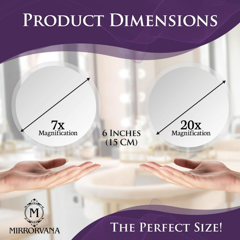 ميرورفانا مجموعة مرآة مكبرة 20X و7X من Mirrorvana مع 3 أكواب شفط لكل منها - مدمجة وجاهزة للسفر (زجاج) - Image 5