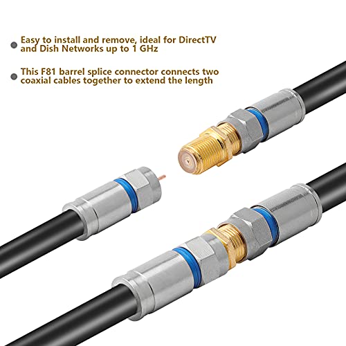 PASOW F Type RG6 Coupler Gold Plated Female to Female Barrel Coaxial Adapter (20pcs) - Image 4