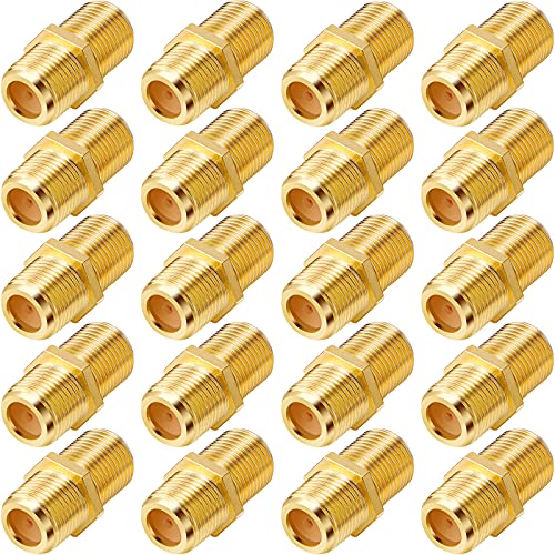 PASOW F Type RG6 Coupler Gold Plated Female to Female Barrel Coaxial Adapter (20pcs) - Image 1