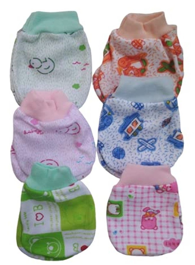 Lappu Baby Cotton Mittens Set for Newborn Babies | Baby Hand Gloves 0-6 Months (Multicolors) (Multicolors- Pack of 6) - Image 1