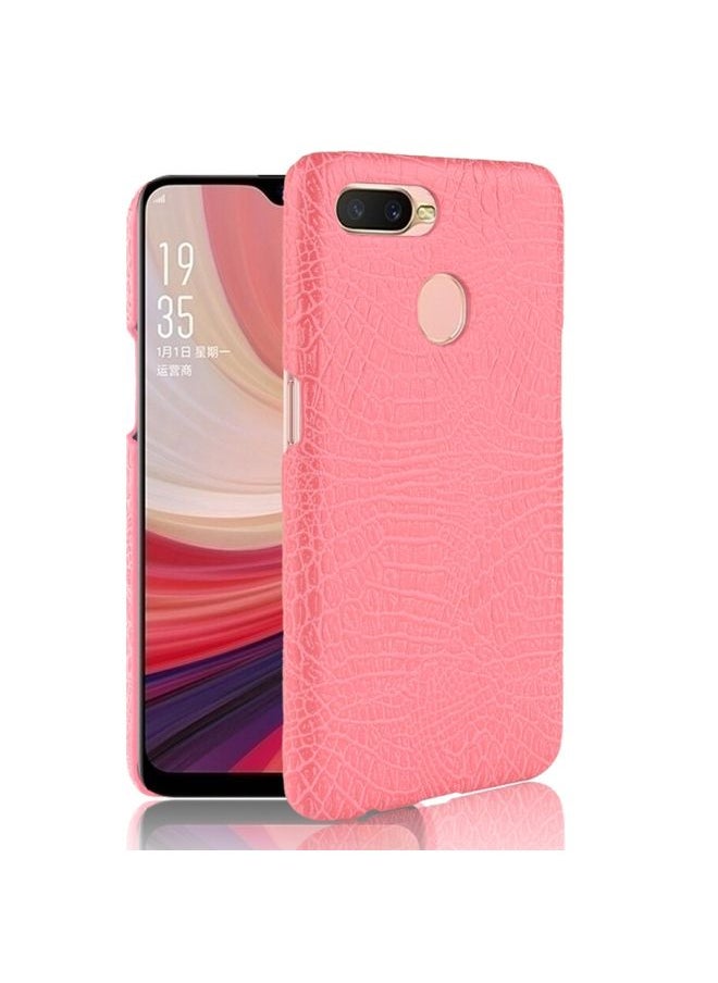 HuHa Case Cover For Oppo A12 Shockproof Crocodile Texture PC + PU Case Pink 