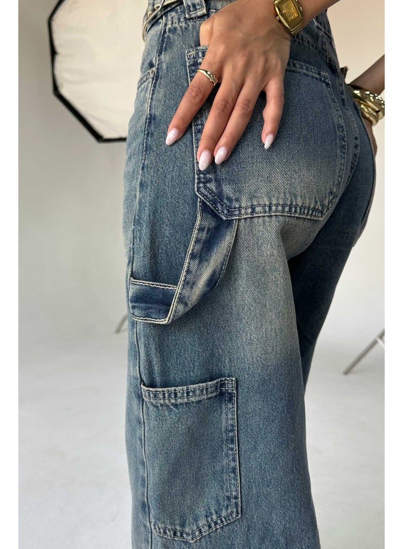 CIZARO Carpenter - High-Waist Dust Fade Blue Jeans  - Image 5