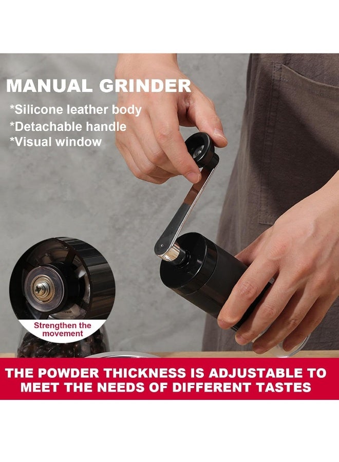 Manual Coffee Bean Grinder, Hand Crank Coffee Grinder, 90ml Adjustable Manual Espresso Grinder, With Visual Powder Chamber, Stainless Steel Coffee Hand Grinder Accessories for for Espresso, Cold Brew - Image 5
