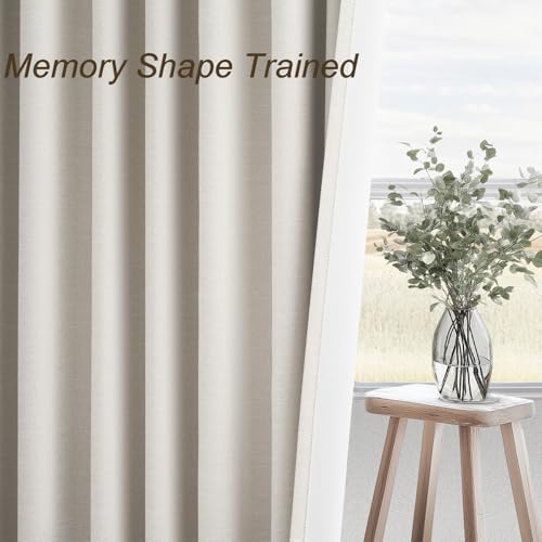 Topfinel Cream Linen Blackout Curtains 84 Inch Long for Bedroom Living Room, Ivory Pinch Pleat Back Tab Full Blackout Drapes Farmhouse Boho Curtains for Window, White Neutral Curtains 52" X 84" 7 FT - Image 4