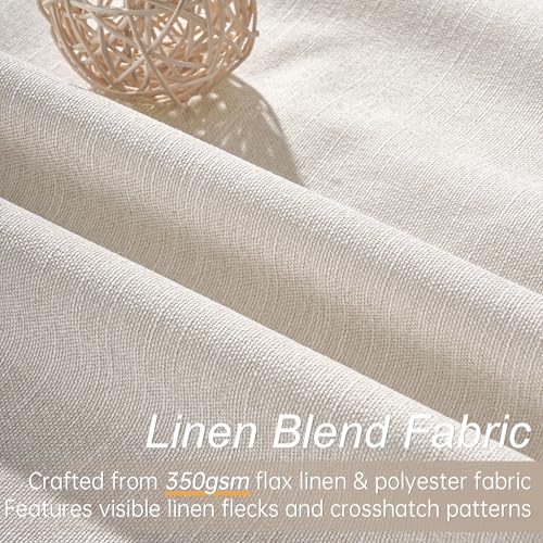 Topfinel Cream Linen Blackout Curtains 84 Inch Long for Bedroom Living Room, Ivory Pinch Pleat Back Tab Full Blackout Drapes Farmhouse Boho Curtains for Window, White Neutral Curtains 52" X 84" 7 FT - Image 3