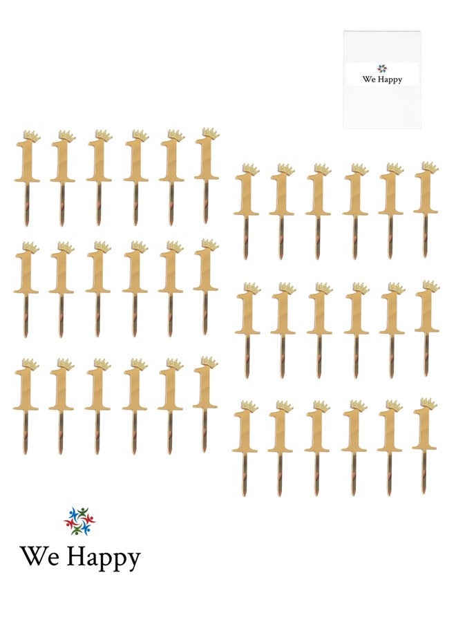 We Happy 1st Birthday Cake Topper Sparkling Gold Acrylic 1 Number Prop for Photoshoots and Parties  - Image 1