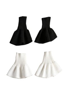 SYOSI 2 Pair Winter Knitted Wrist Cuffs Pleated Horn Cuffs Bracelet Detachable Fake Sleeves False Cuffs Costume Accessory  - Image 1