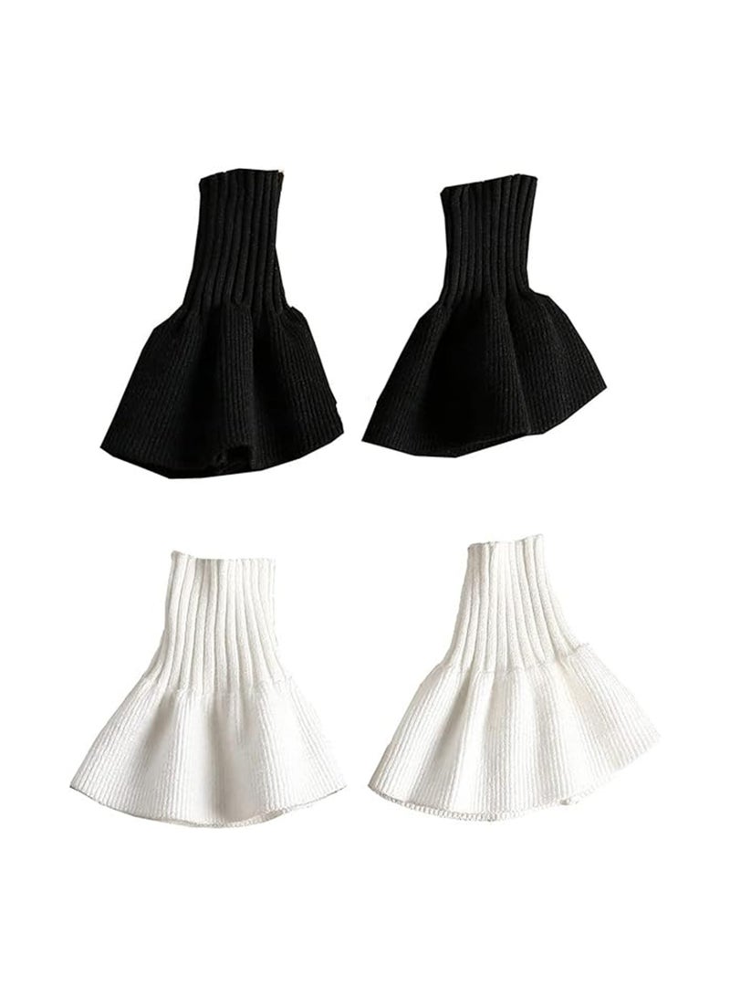 SYOSI 2 Pair Winter Knitted Wrist Cuffs Pleated Horn Cuffs Bracelet Detachable Fake Sleeves False Cuffs Costume Accessory  - Image 1