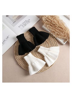 SYOSI 2 Pair Winter Knitted Wrist Cuffs Pleated Horn Cuffs Bracelet Detachable Fake Sleeves False Cuffs Costume Accessory  - Image 5